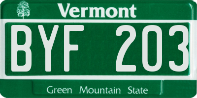 VT license plate BYF203