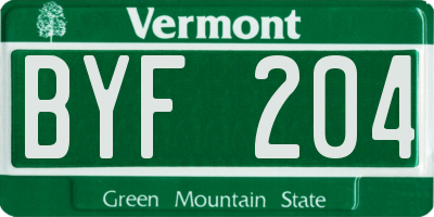 VT license plate BYF204