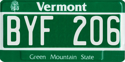 VT license plate BYF206