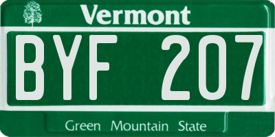 VT license plate BYF207