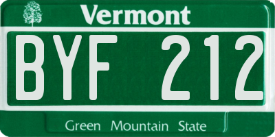 VT license plate BYF212
