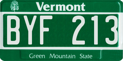 VT license plate BYF213