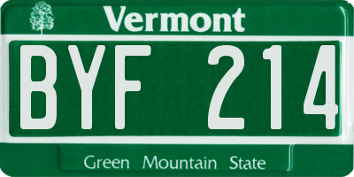 VT license plate BYF214