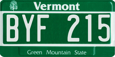VT license plate BYF215