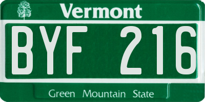 VT license plate BYF216