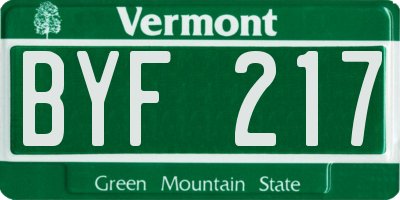 VT license plate BYF217
