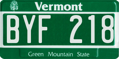 VT license plate BYF218