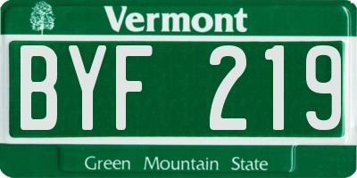 VT license plate BYF219