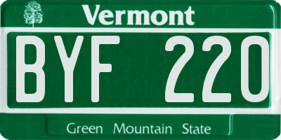 VT license plate BYF220