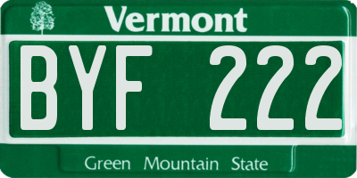 VT license plate BYF222