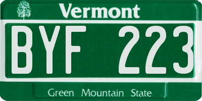 VT license plate BYF223