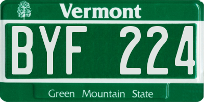 VT license plate BYF224