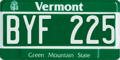 VT license plate BYF225
