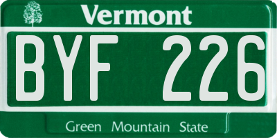 VT license plate BYF226