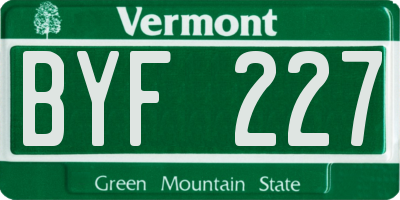 VT license plate BYF227