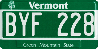 VT license plate BYF228