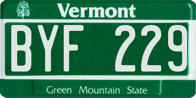 VT license plate BYF229