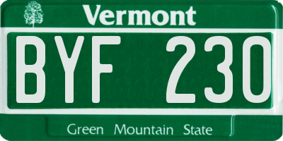 VT license plate BYF230