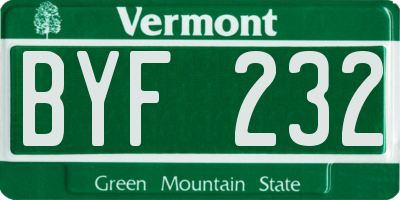 VT license plate BYF232