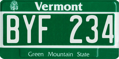 VT license plate BYF234