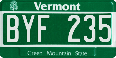 VT license plate BYF235