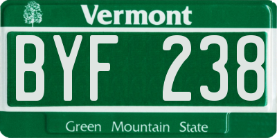 VT license plate BYF238