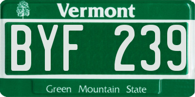 VT license plate BYF239