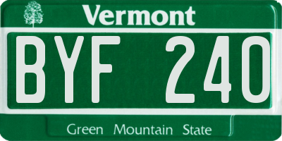 VT license plate BYF240
