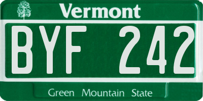 VT license plate BYF242