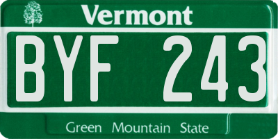 VT license plate BYF243