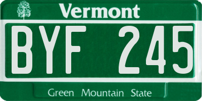 VT license plate BYF245