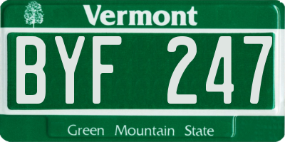 VT license plate BYF247