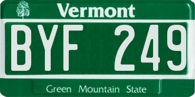 VT license plate BYF249