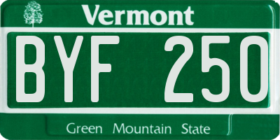 VT license plate BYF250