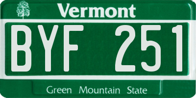 VT license plate BYF251