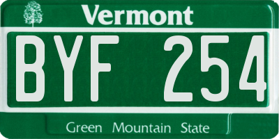 VT license plate BYF254