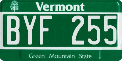 VT license plate BYF255