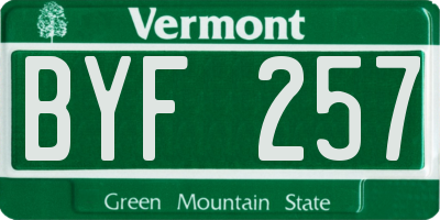 VT license plate BYF257
