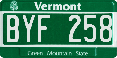 VT license plate BYF258