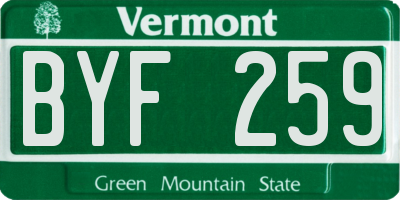 VT license plate BYF259