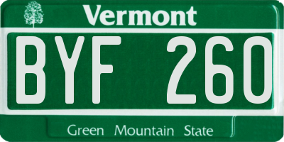 VT license plate BYF260