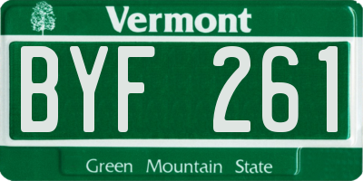 VT license plate BYF261