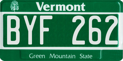 VT license plate BYF262