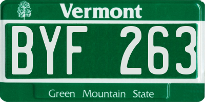 VT license plate BYF263