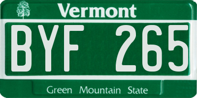 VT license plate BYF265