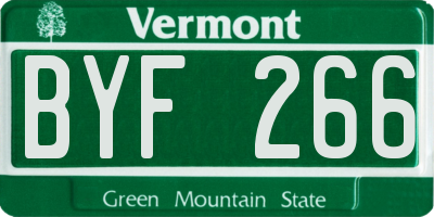 VT license plate BYF266