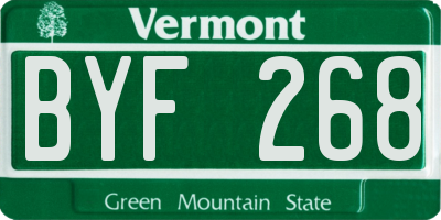 VT license plate BYF268