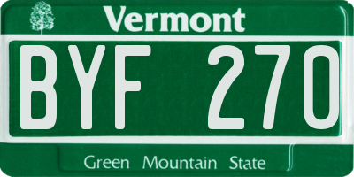 VT license plate BYF270