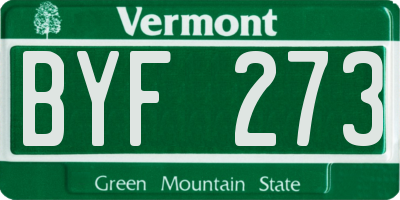 VT license plate BYF273