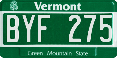 VT license plate BYF275